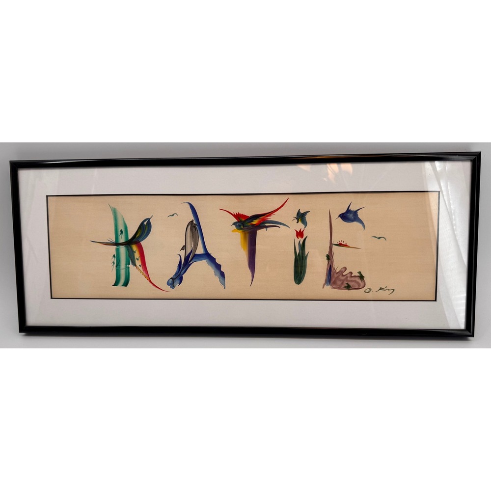 OrigDanny King Watercolor "KATIE" Personalized Name Art Framed Signed Folk Art - Picture 2 of 14